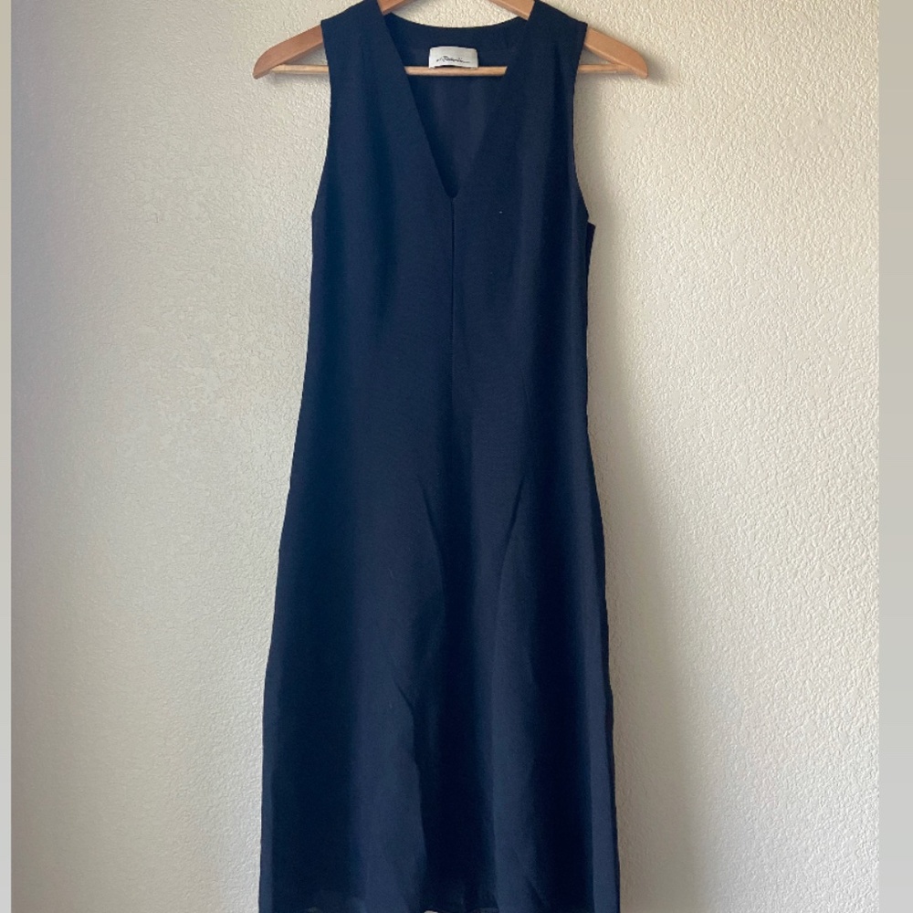 3.1 Phillip Lim black linen classic a-line dress